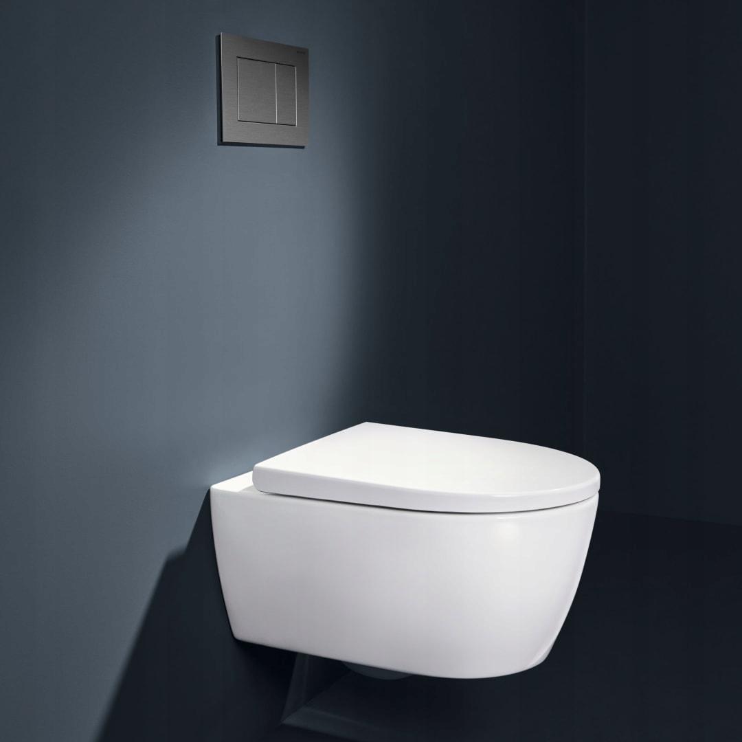 Zestaw wiszącej miski WC Geberit iCon, lejowa, krótka, ukryte mocowania, Tu
