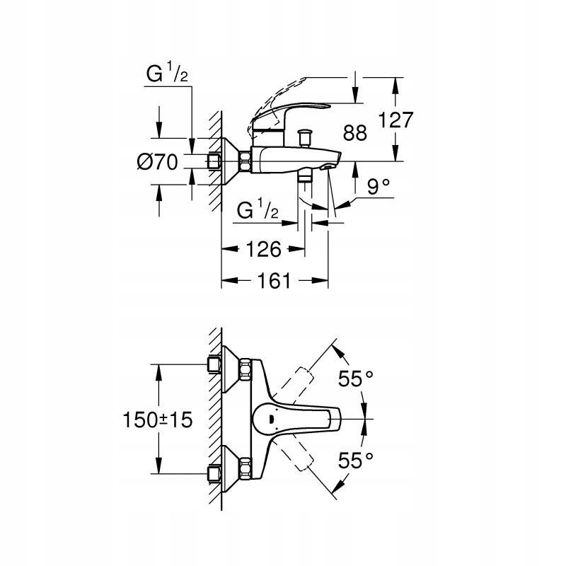 Bateria umywalkowa sztorcowa GROHE Eurosmart Cosmopolitan 1-otw. Mosiężna