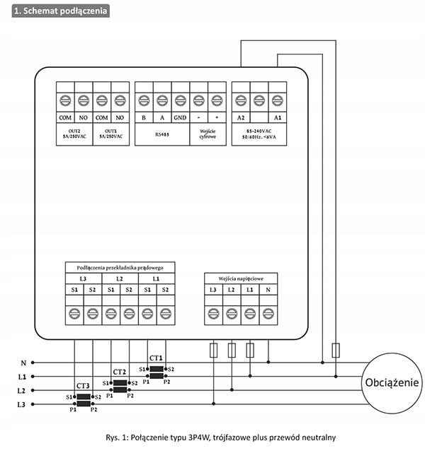 F&F Multimetr panelowy z komunikacją modbus rtu DMM-5T-3