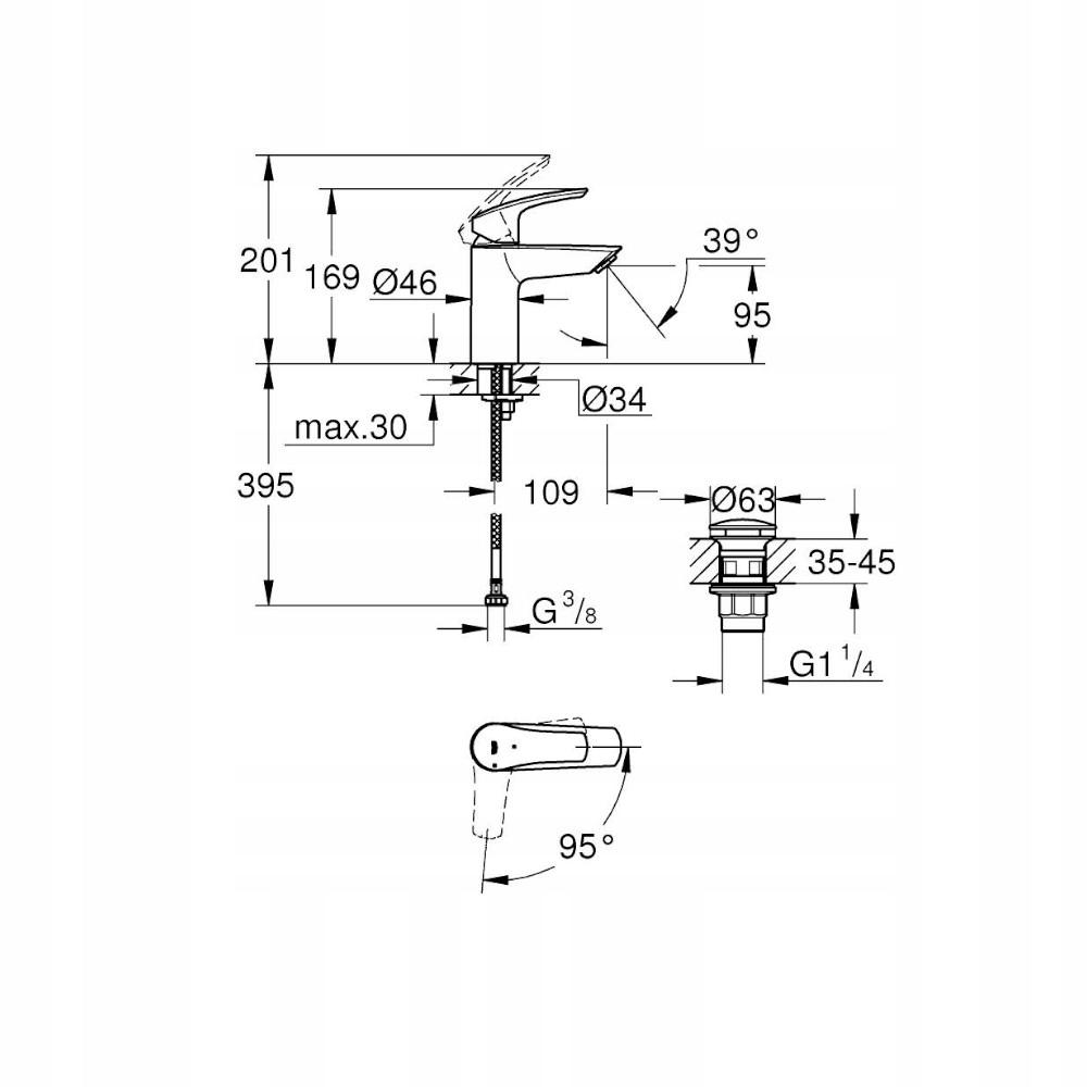 GROHE Bateria umywalkowa Eurosmart jednouchwytowa rozmiar S chrom 48h