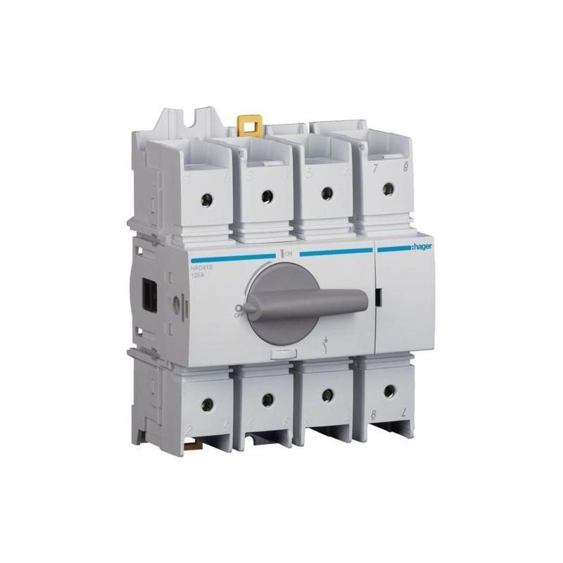 HAGER Rozłącznik izolacyjny modułowy obrotowy 4P 125A, rozmiar 3