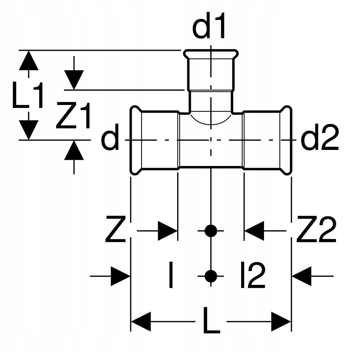 GEBERIT Trójnik Geberit Mapress C-Stahl redukcyjny d42-18