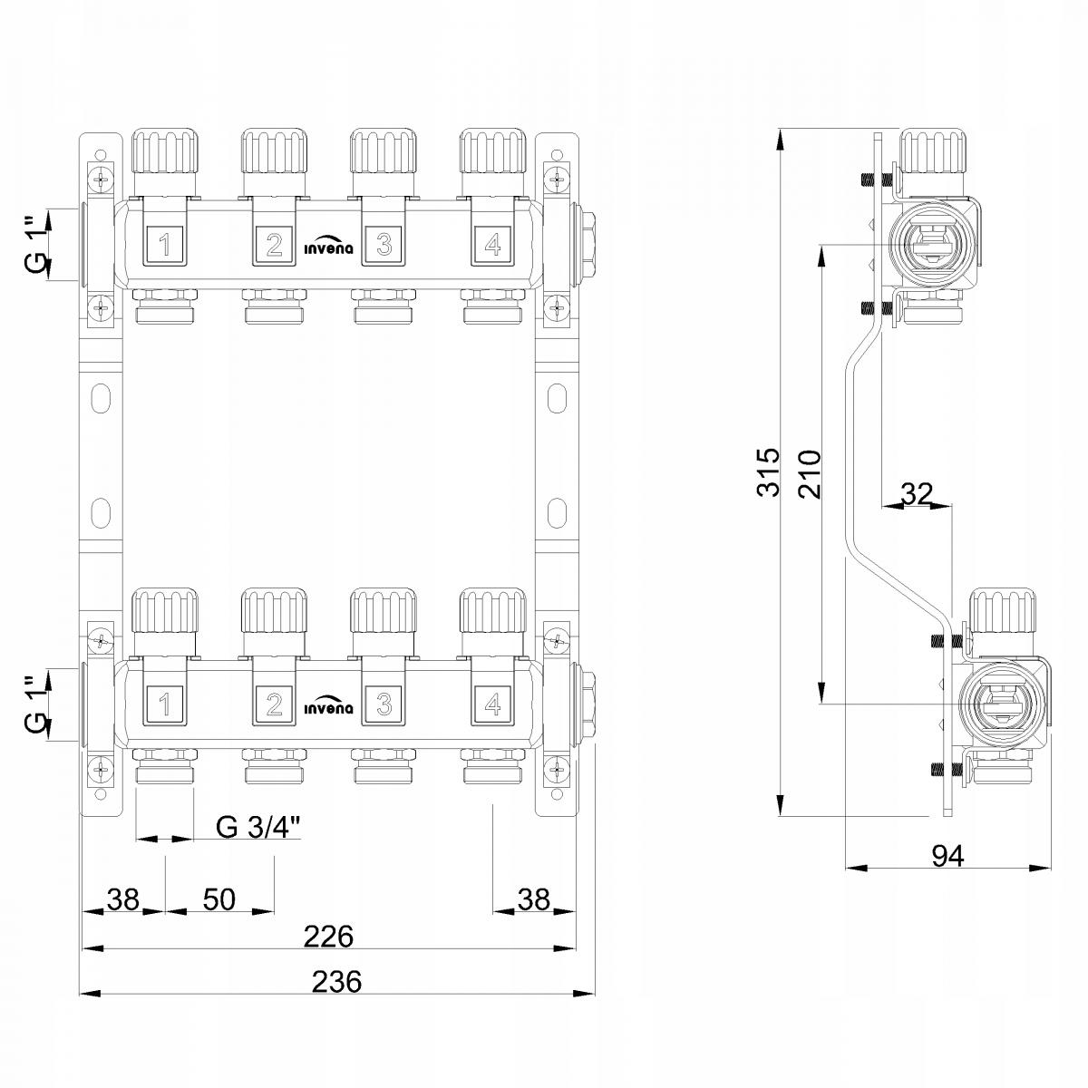 ROZDZIELACZ NIERDZ. GRZEJNIKOWY INOX PLUS 4-OBIEG. PROV