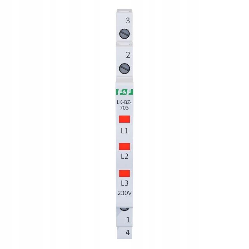 Lampka kontrolna zasilania z zabezpieczeniem LK-BZ-703R 1/3S 3X230V 3xLED C