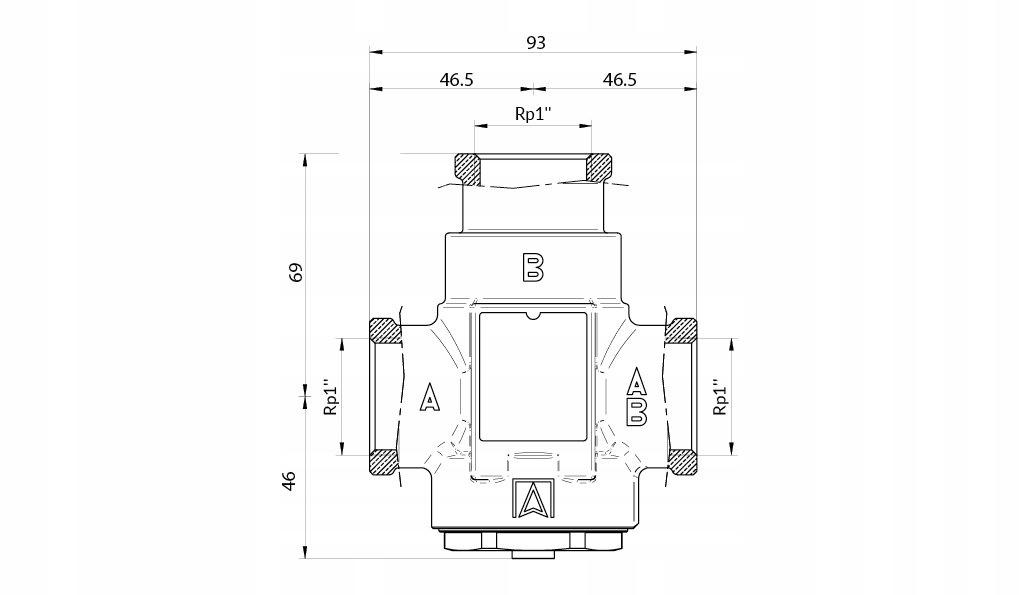 AFRISO Zawór temperaturowy ATV 335, DN25, Rp 1 cal, kvs 9, 55°C