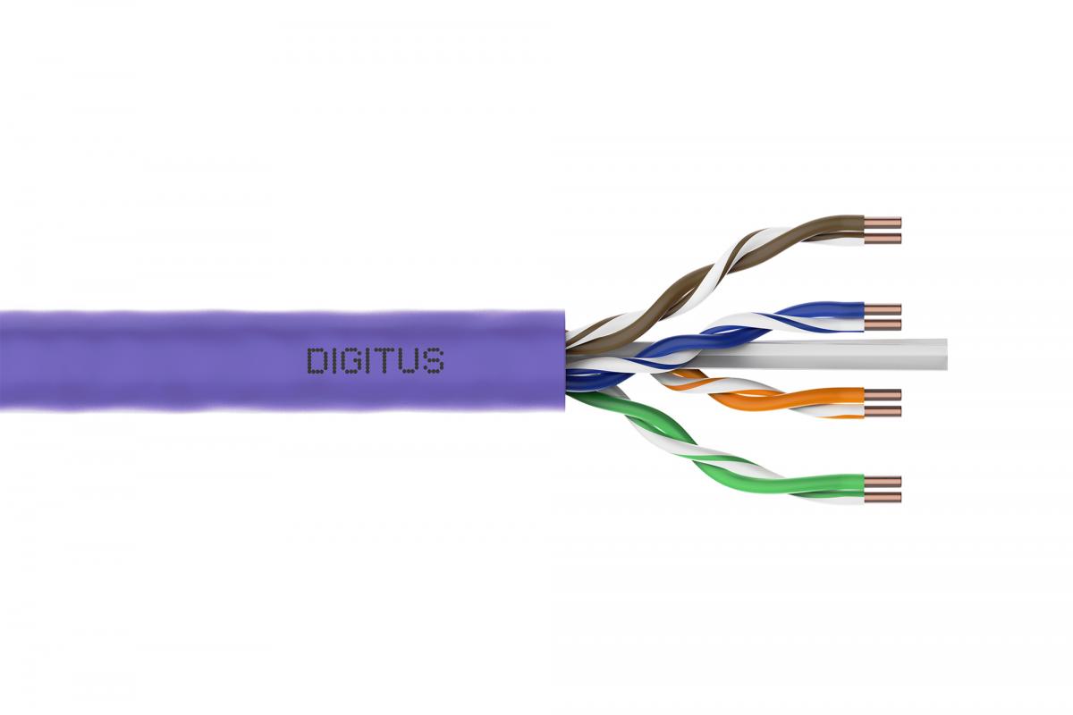 Kabel instalacyjny DIGITUS kat.6, U/UTP, B2ca, AWG 23/1, LSOH, 500m, fiolet