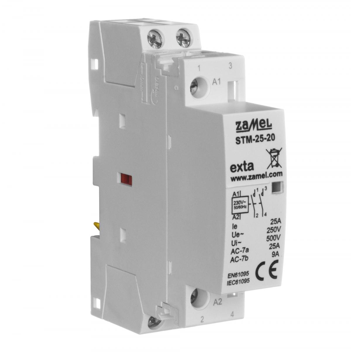 ZAMEL Stycznik modułowy instalacyjny 25A, 2xNO, 230V AC STM-25-20