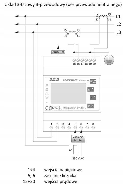 F&F Licznik zużycia energii 3-fazowy LE-03ETH-CT