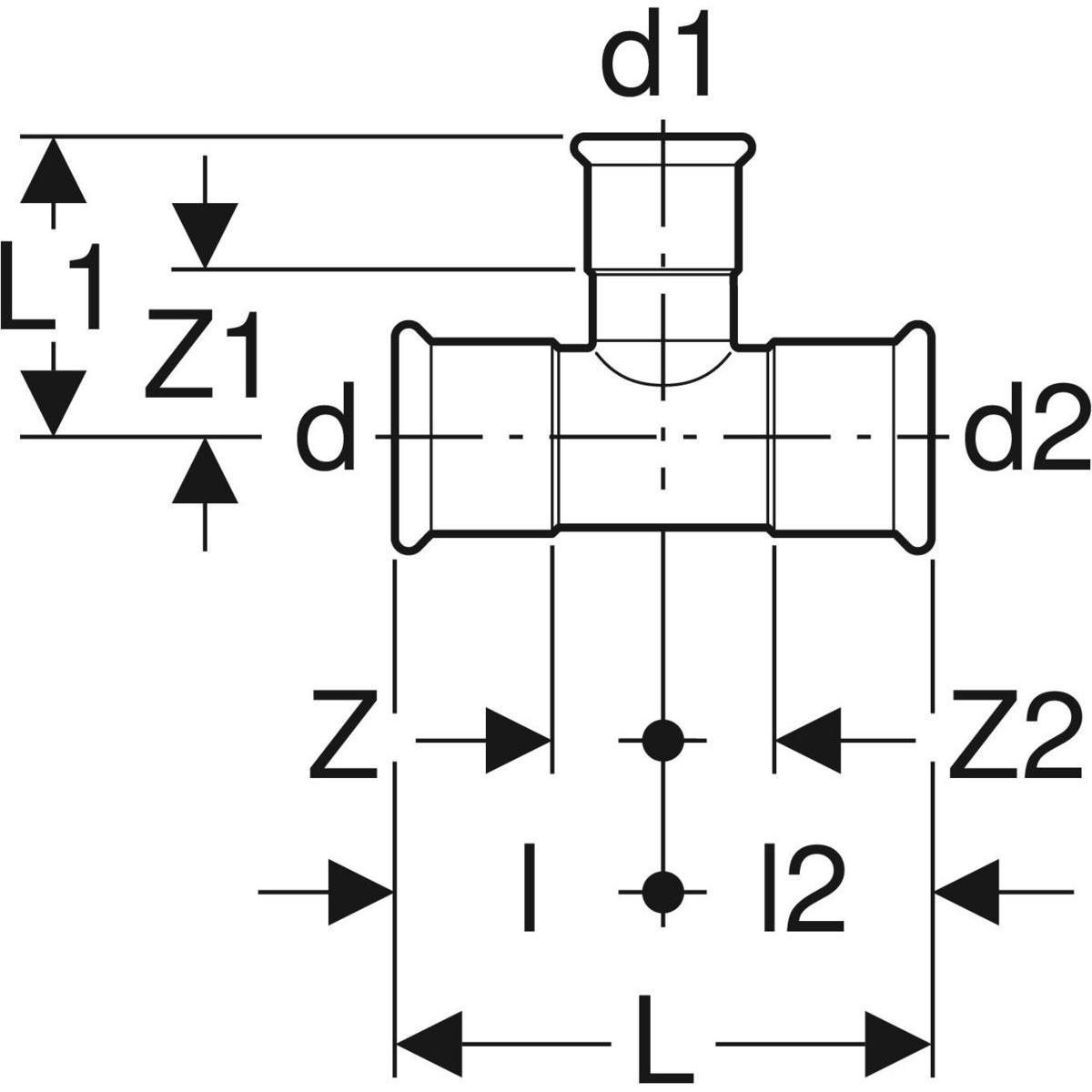 GEBERIT Trójnik Geberit Mapress C-Stahl redukcyjny d108-54