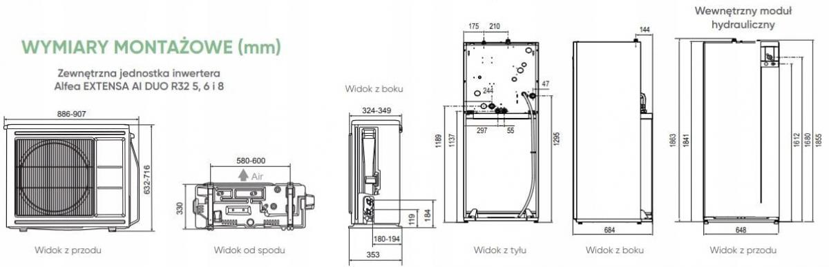 Pompa ciepła powietrzna split Extensa AI Duo R32 - 6 kW, 1 fazowa, 230 V z