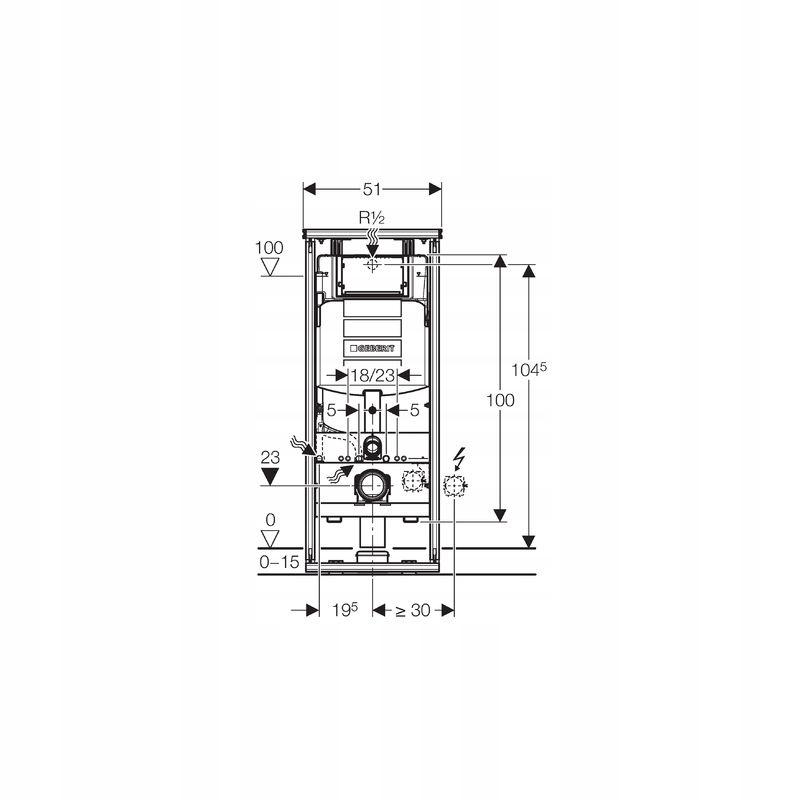 Stelaż podtynkowy narożny do WC GEBERIT Sigma H114 330 x 510 mm
