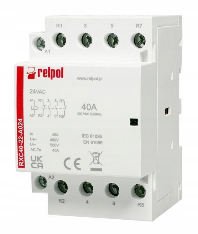 RELPOL Stycznik instalacyjny 2NO + 2NC, 40A, 24 VAC RXC40-22-A024