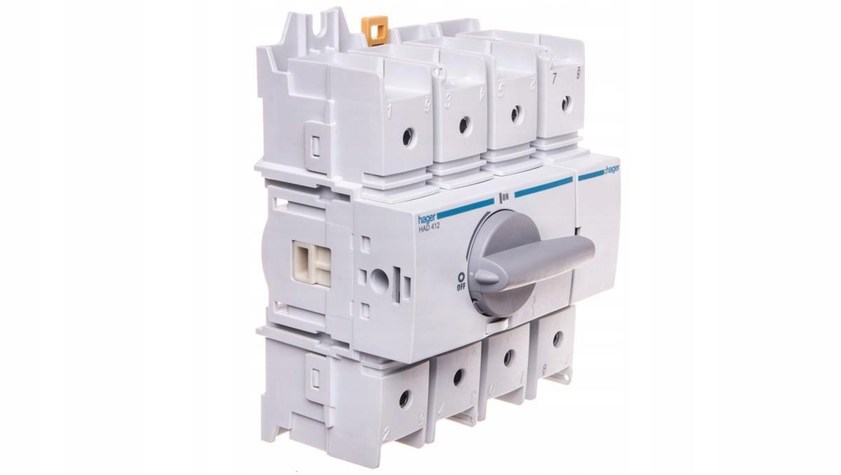HAGER Rozłącznik izolacyjny modułowy obrotowy 4P 125A, rozmiar 3
