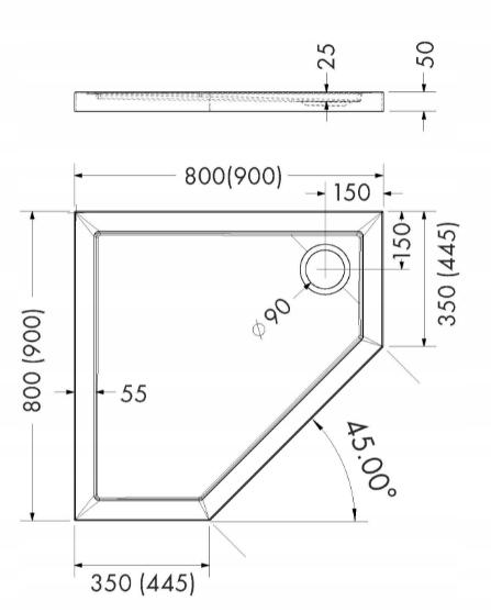Brodzik akrylowy 3.4697 / C / ST z zintegrowanym nośnikiem Stabilsound z pr