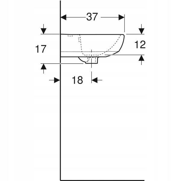 Umywalka kompaktowa Selnova B45 cm, H17 cm, T37 cm, z przelewem, z otworem