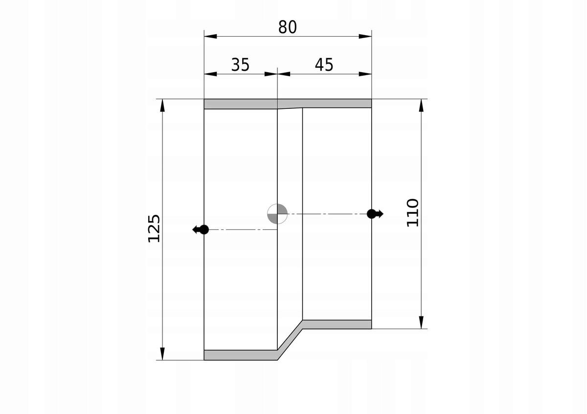 Redukcja PEHD 125x110mm S12.5 ekscentryczna, kolor czarny, QS (Quick Stream