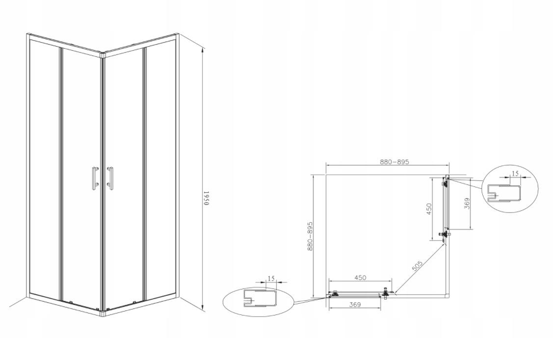 ROCA Kabina Town New 2L2 SQUARE 900x1950