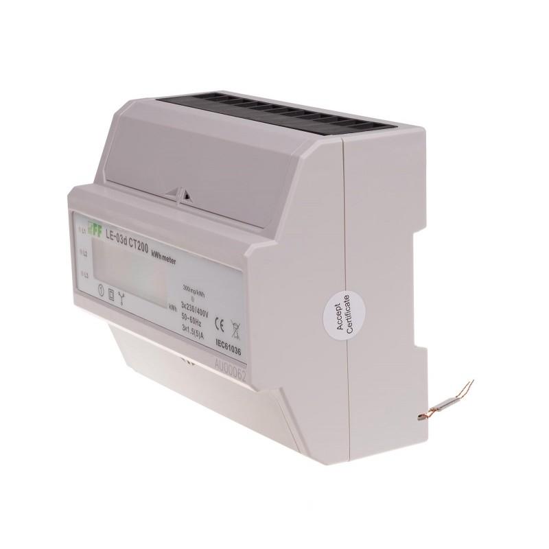 Licznik energii elektrycznej LE-03d CT-200 - trójfaz., wyświetlacz LCD, kl.
