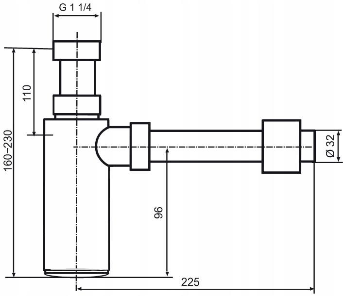 SANIT Półsyfon umywalkowy ozdobny czarny mat G 1 1/4x32
