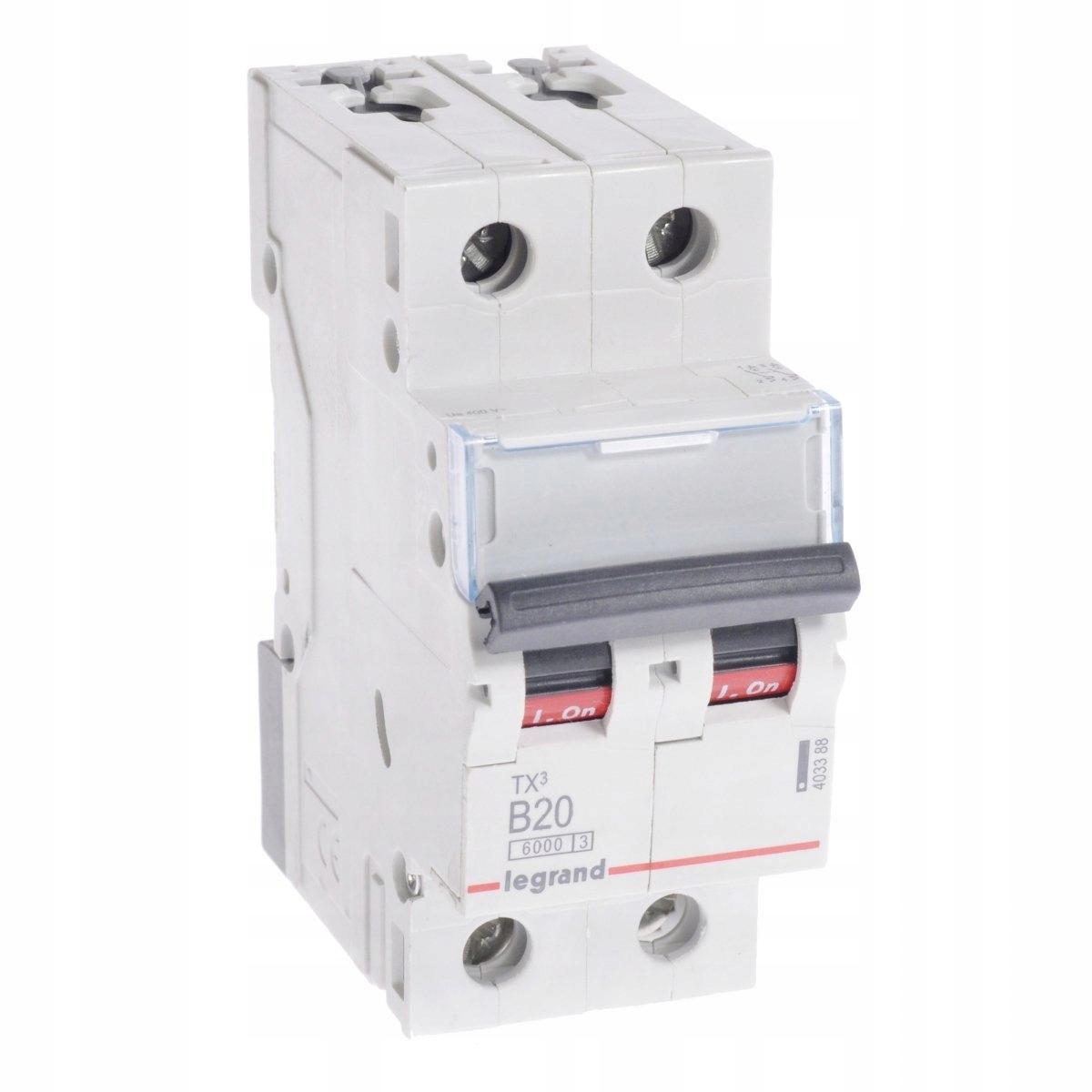 LEGRAND Wyłącznik nadprądowy S 302 2P B 20A 6000A TX3
