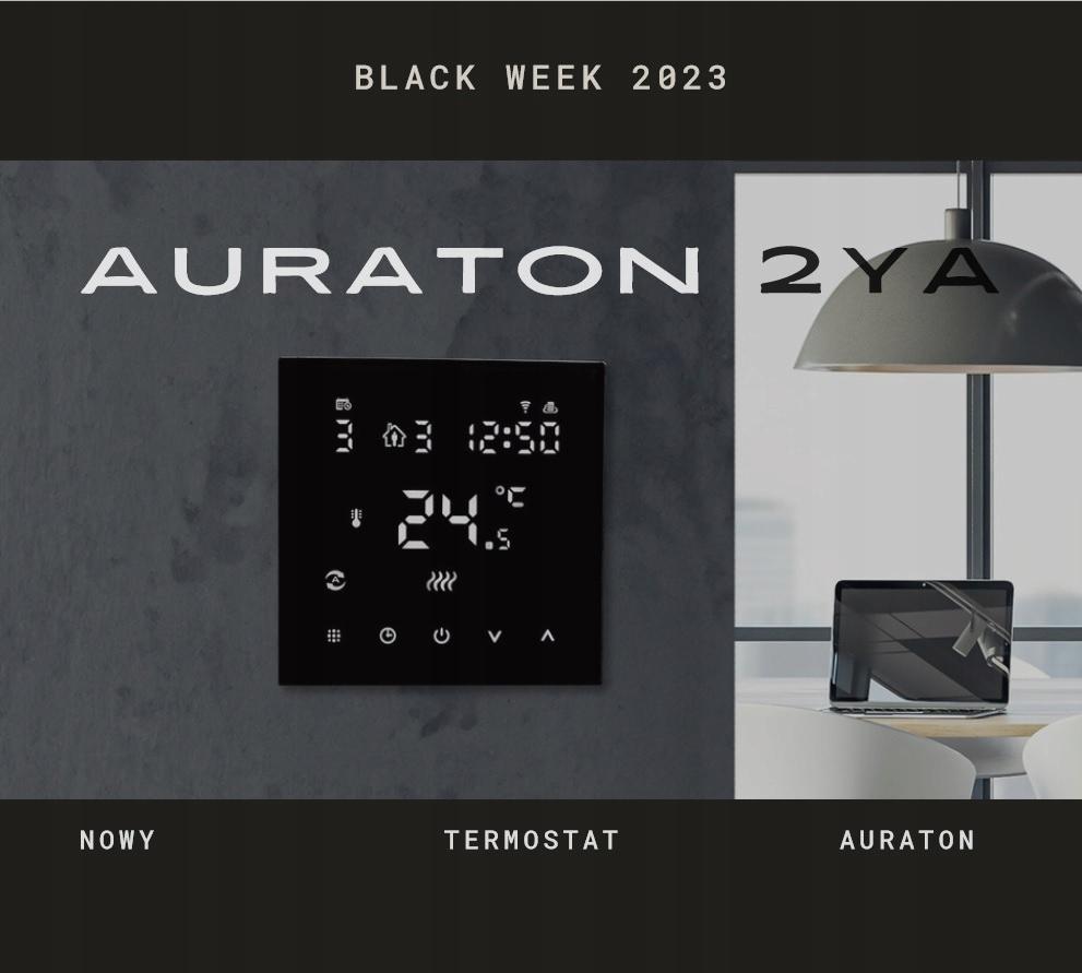Regulator temperatury AURATON 2YA (wersja czarna) - przewodowy, tygodniowy