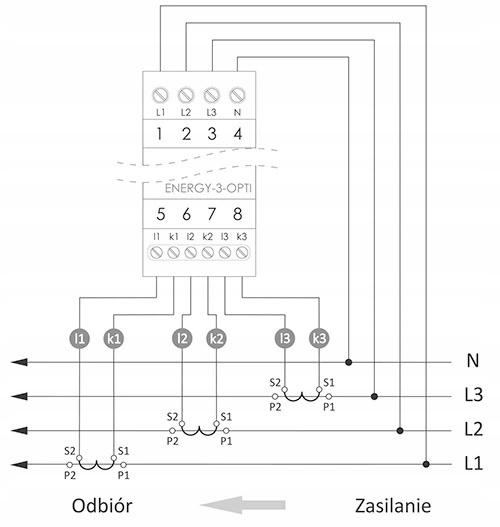 Monitor energii elektrycznej z wbudowaną anteną wewnętrzną WI-FI 3F+N WI-ME