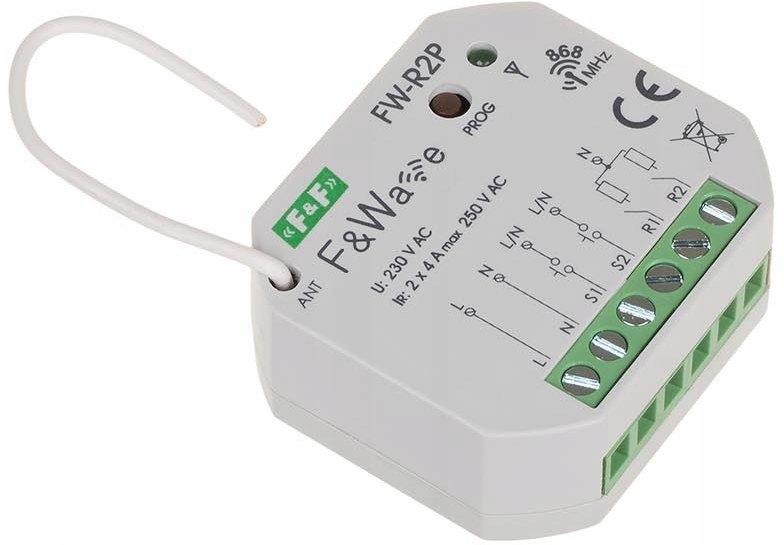 F&F Radiowy podwójny przekaźnik bistabilny - montaż PDT 85÷265V AC/DC