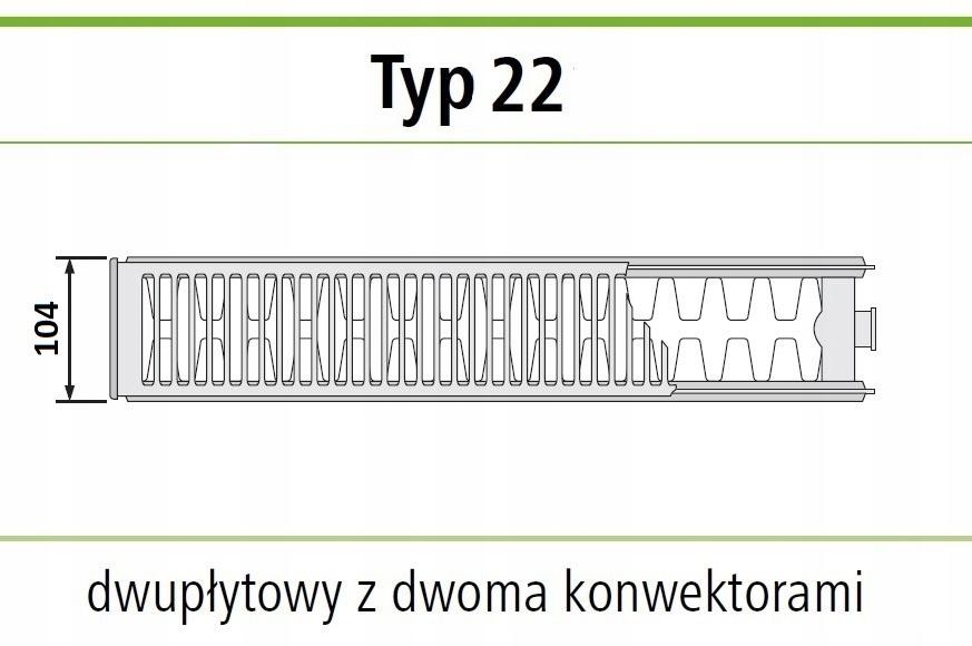 Grzejnik stalowy INVENA C22 550x400 C  Boczny 48h