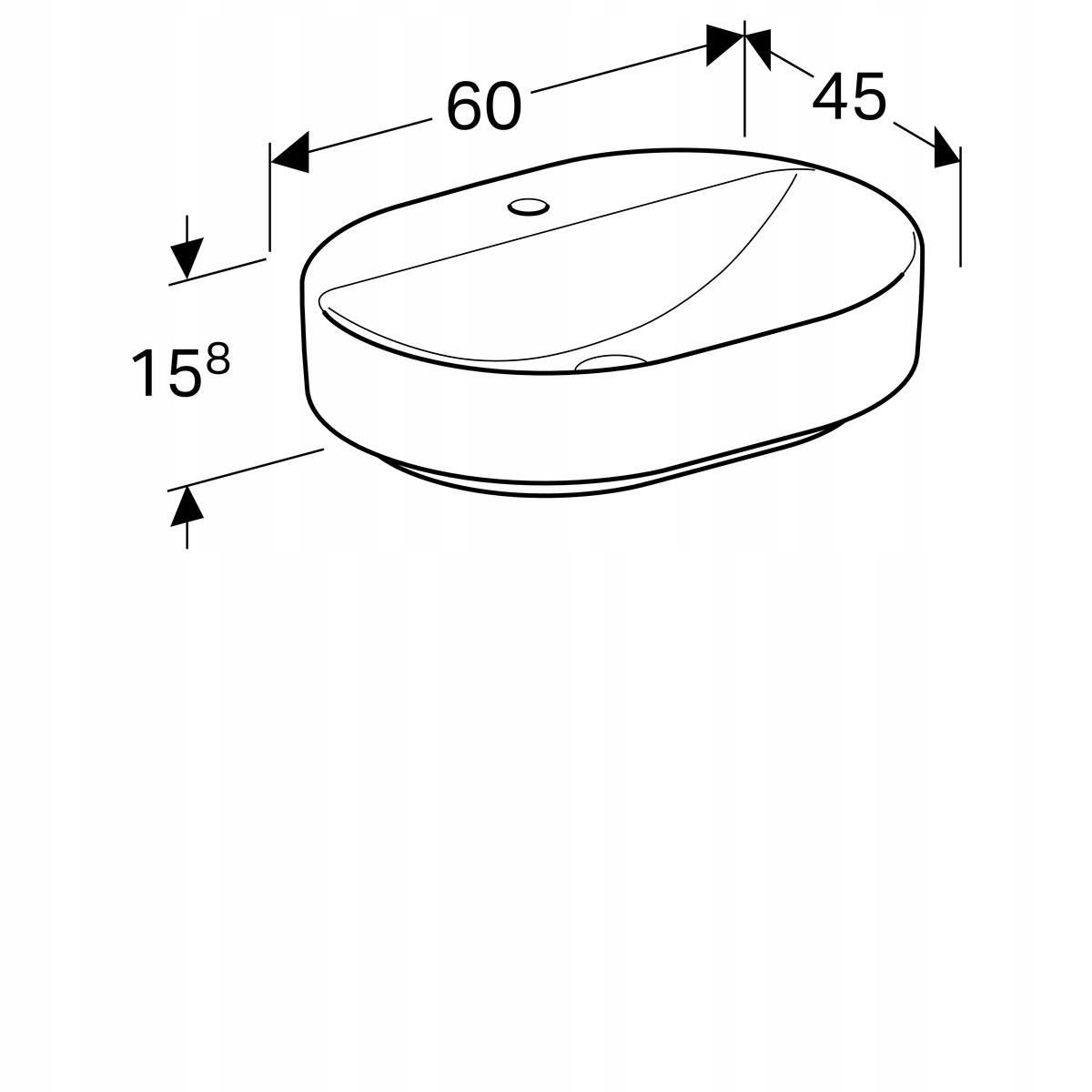 Umywalka Variform stawiana na blat, eliptyczna, B60 cm, H15.8 cm, T45 cm, b