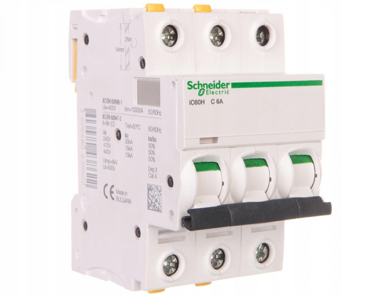 SCHNEIDER ELECTRIC Wyłącznik nadprądowy iC60H-C6-3 C 6A 3-biegunowy