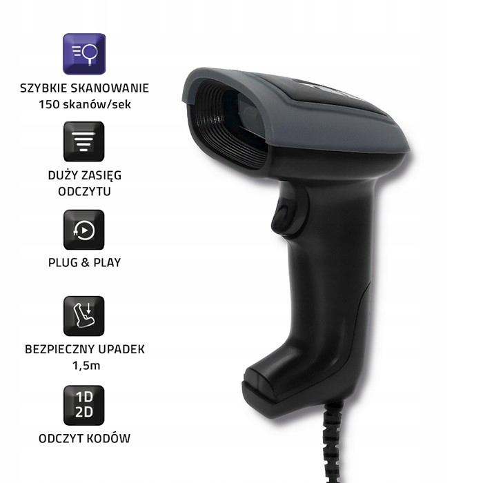 QOLTEC Czytnik kodów 1D i 2D, USB, 50863