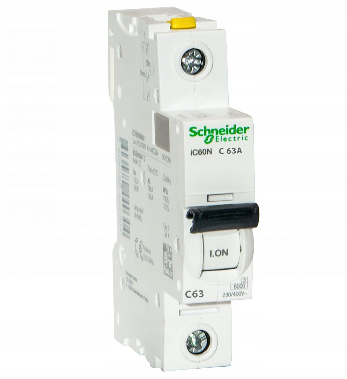 SCHNEIDER ELECTRIC Wyłącznik nadprądowy iC60N-C63-1 C 63A 1-biegunowy