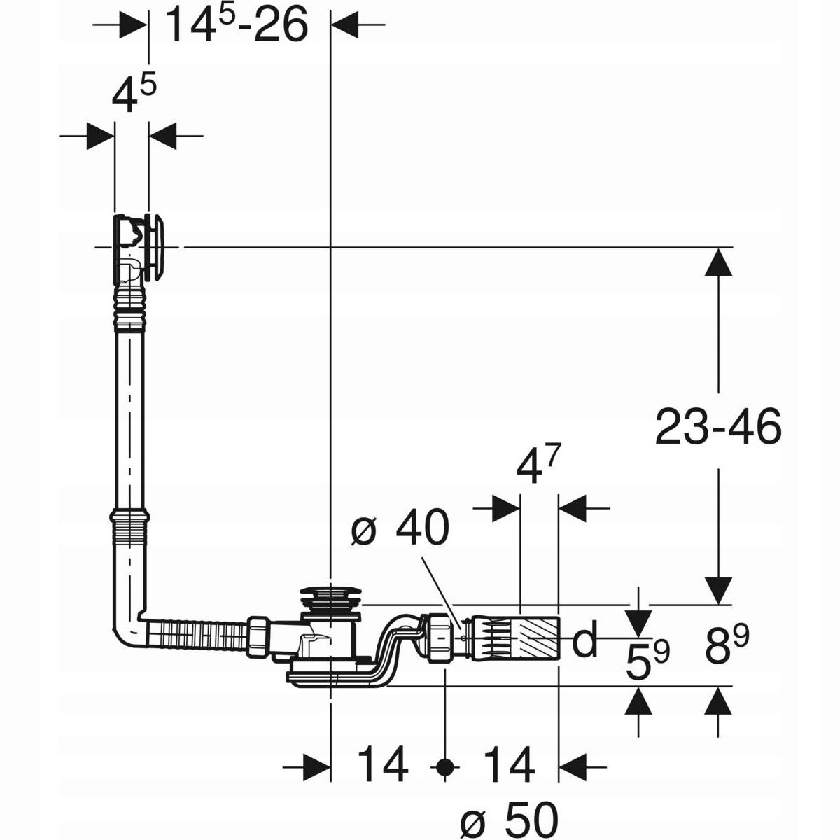 Zestaw odpływowo-przelewowy PushControl do wanien standard chrom błyszczący