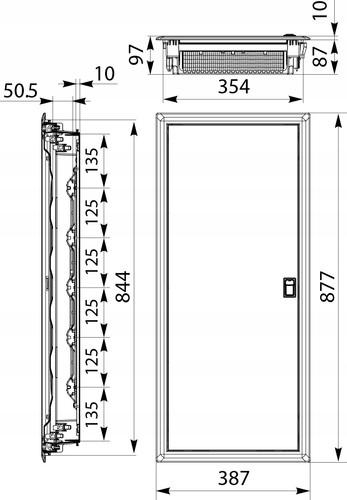 RPDM 5x14 Rozdzielnica podtynkowa drzwi metalowe N+PE (70) IDEAline