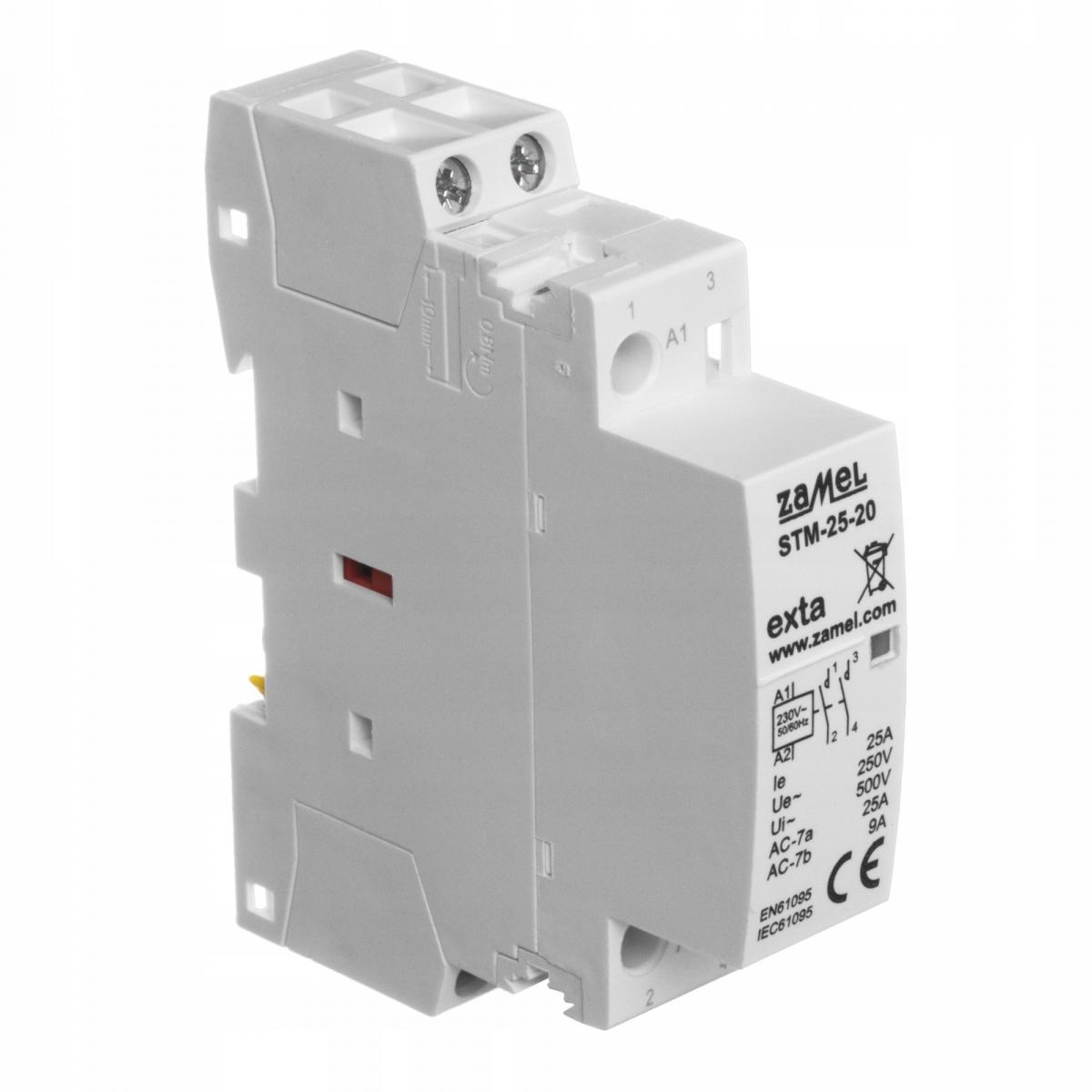 ZAMEL Stycznik modułowy instalacyjny 25A, 2xNO, 230V AC STM-25-20
