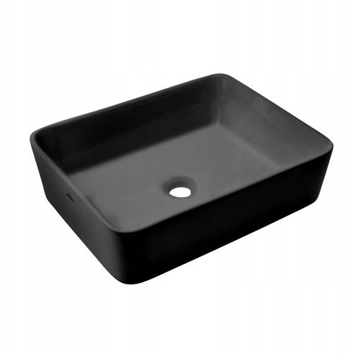INVENA UMYWALKA NABLATOWA PAROS TREND 48,5 CM PROSTOKĄT, CZARNY PÓŁMAT