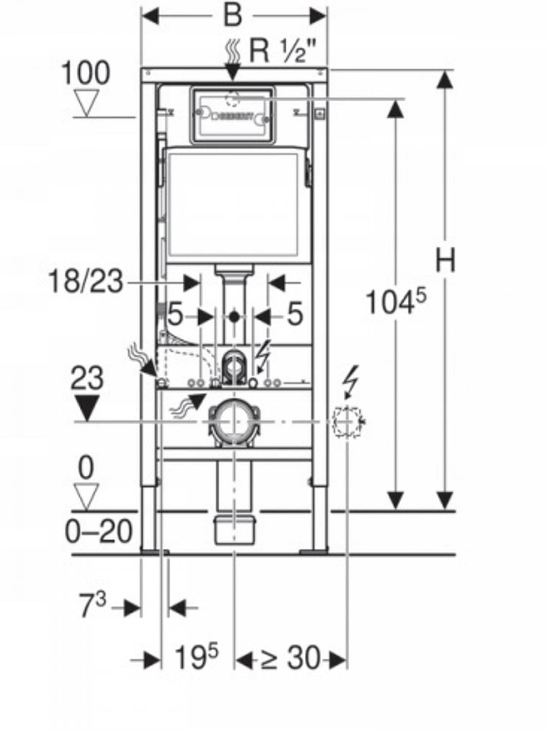 Stelaż do WC spłukiwanie 3/6 L GEBERIT Duofix Basic Delta 500x120x1120 mm