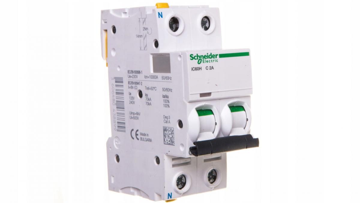 SCHNEIDER ELECTRIC Wyłącznik nadprądowy iC60H-C2-1N C 2A 1N-biegunowy