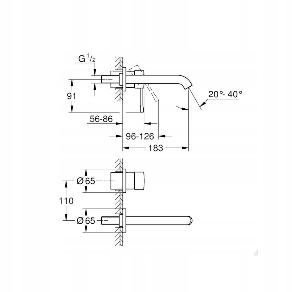 GROHE Bateria umywalkowa Essence 2-otworowa rozmiar M 19408001 48h