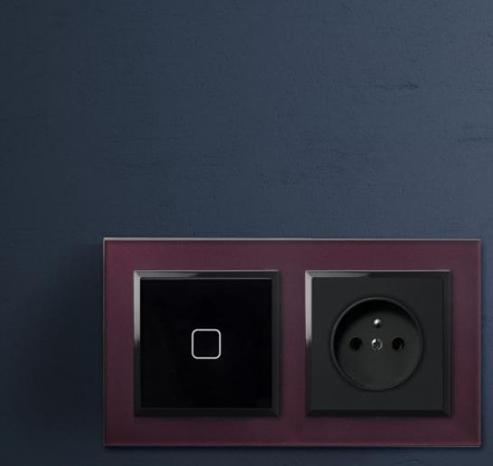 Łącznik dotykowy potrójny z podświetleniem, białe szkło SONATA, ŁPD-13RS/m/