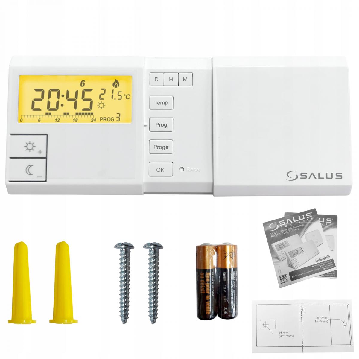 Salus przewodowy, natynkowy elektroniczny termostat 091FLv2, tygodniowy