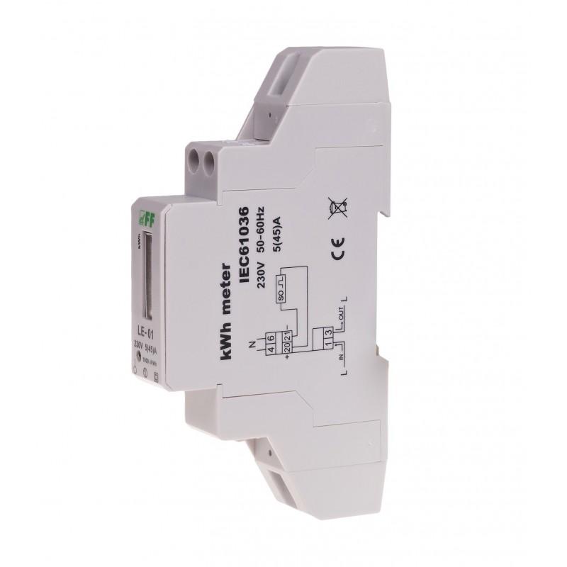 F&F Licznik energii elektrycznej LE-01 - jednofazowy, bębnowy, kl.1, 5(45)A