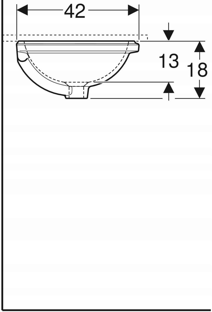 Umywalka podblatowa Variform, owalna, B49.5 cm, H18 cm, T42 cm, z przelewem