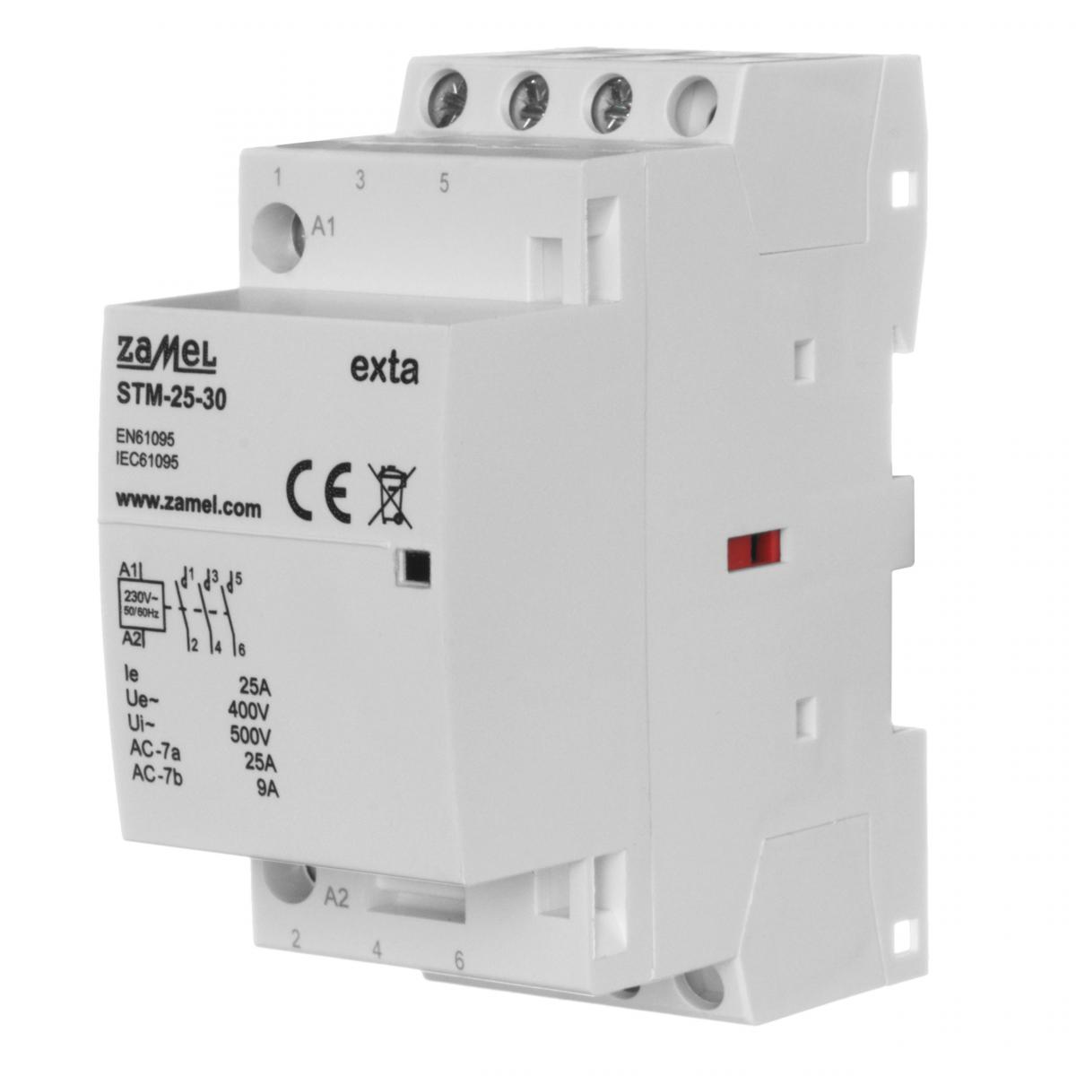 ZAMEL Stycznik modułowy instalacyjny 25A, 3xNO, 230V AC STM-25-30