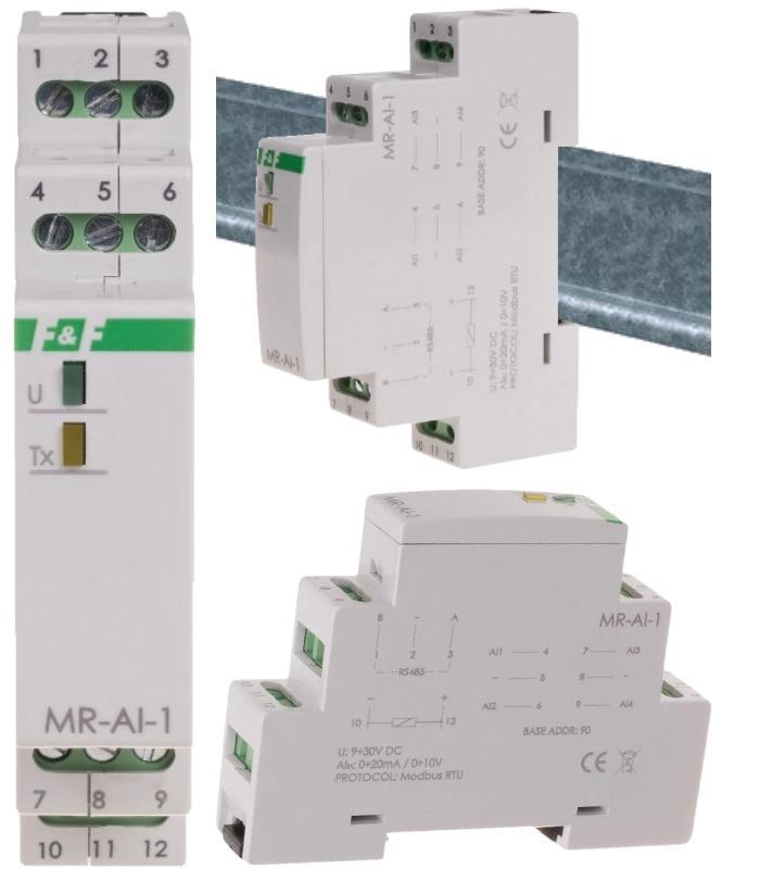 Moduł rozszerzeń wejść analogowych, z wyjściem modbus rtu, 1 moduł MAX-MR-A