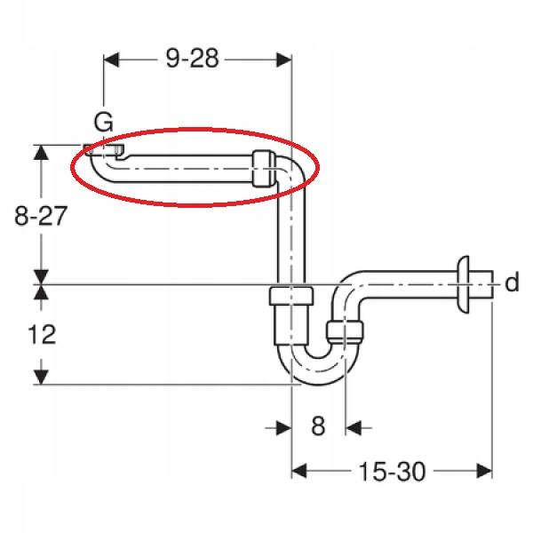 GEBERIT Syfon umywalkowy, model do niewielkich pomieszczeń, d40, biały