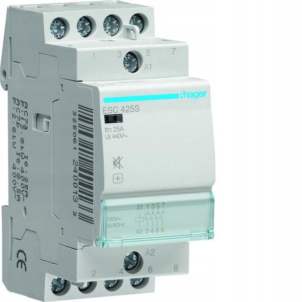 HAGER Stycznik cichy 230VAC 4NO 25A AC-7a/b