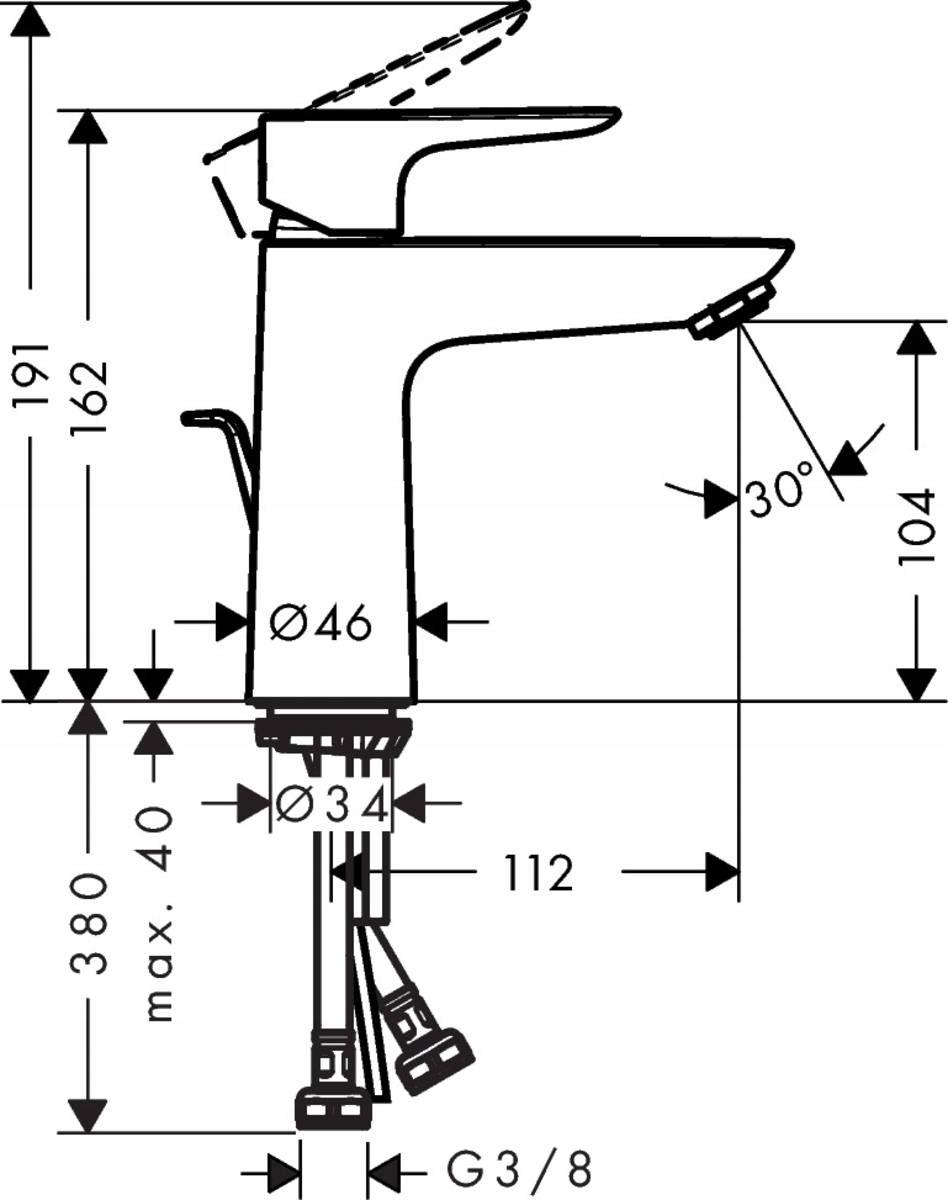 HANSGROHE Bateria umywalkowa Talis E jednouchwytowa 110 LowFlow z kpl odpły