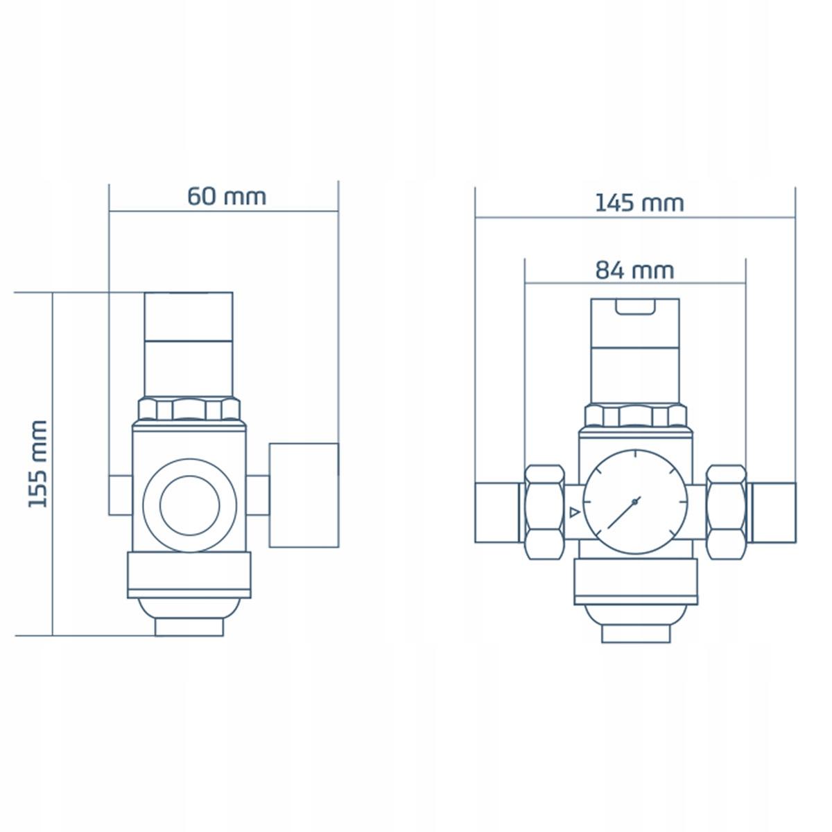 USTM Membranowy reduktor ciśnienia 3/4” z filtrem