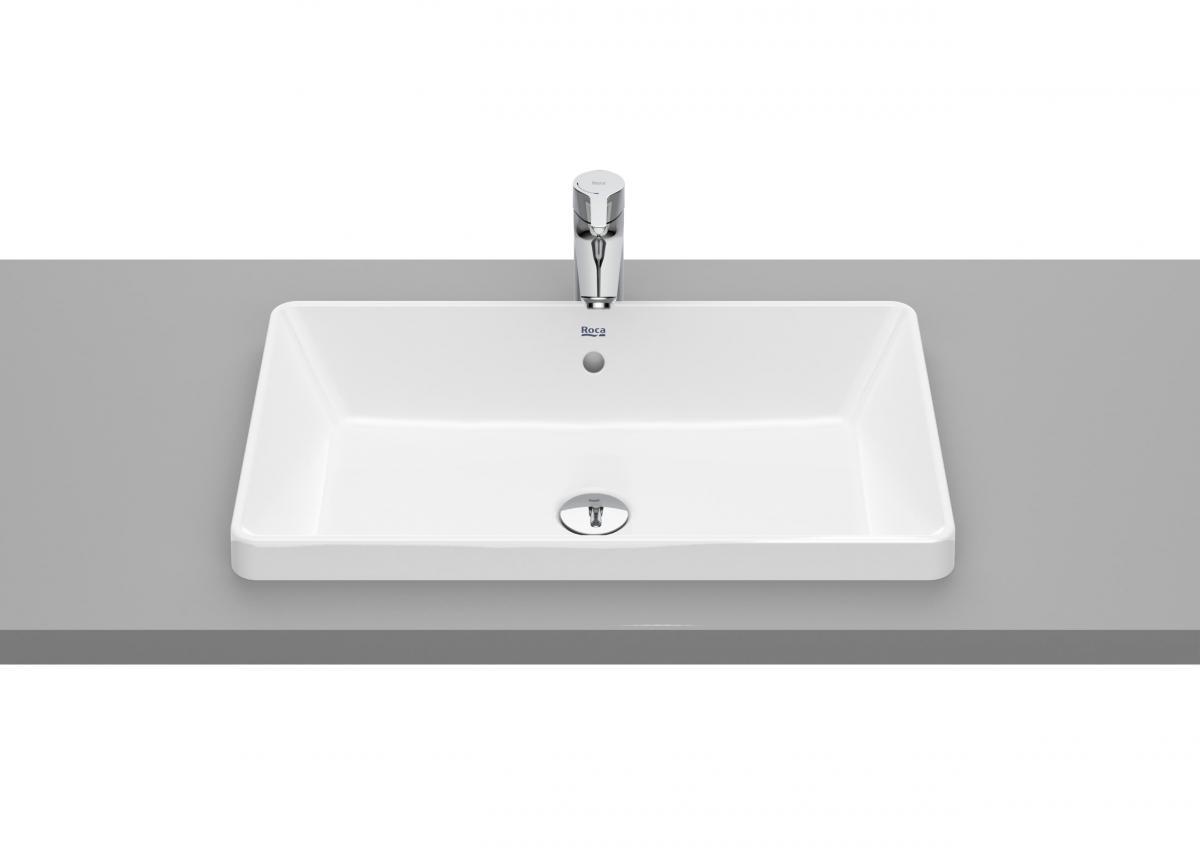 Umywalka wpuszczana w blat GAP Prostokątna 60x37cm, b/otw., z/przel. Biały
